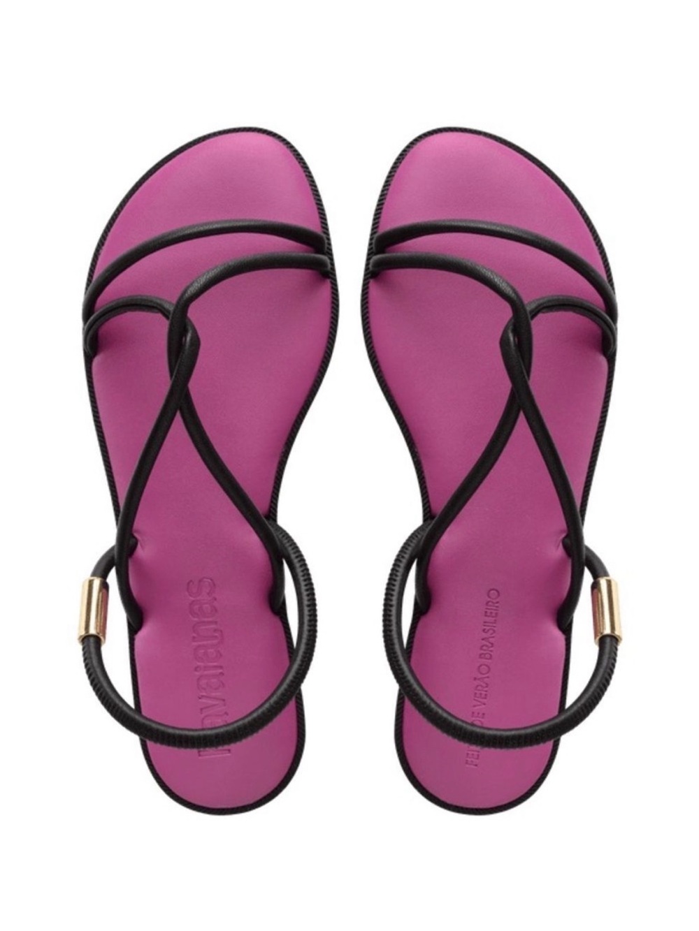 Havaianas Una Manga Slingback Sandals - Black with pink pink footbed